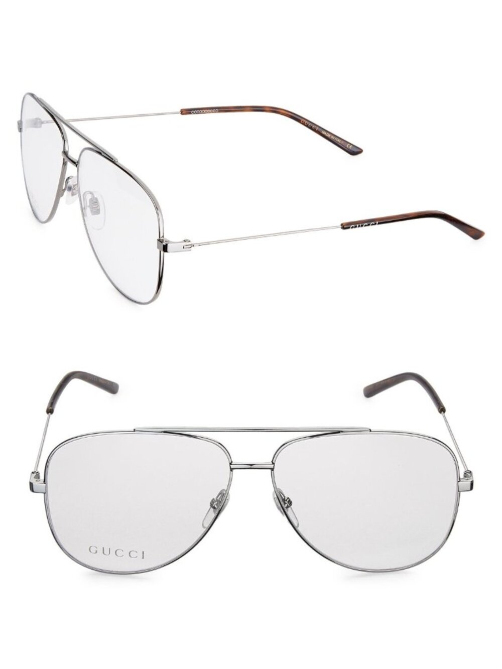 Gucci GG0442O 001 60mm Pilot Aviator Optical Frame Eyeglasses Rutenium - Italy - Picture 1 of 4